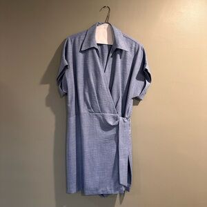 Emma & Michele Light Blue Shirt Romper